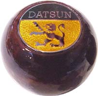 Datsun Shift Knobs; Wood with Lion, from Rallye